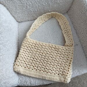 Cream Handmade Crochet Purse Bag: Boho Fairy Granny Beach Cottage